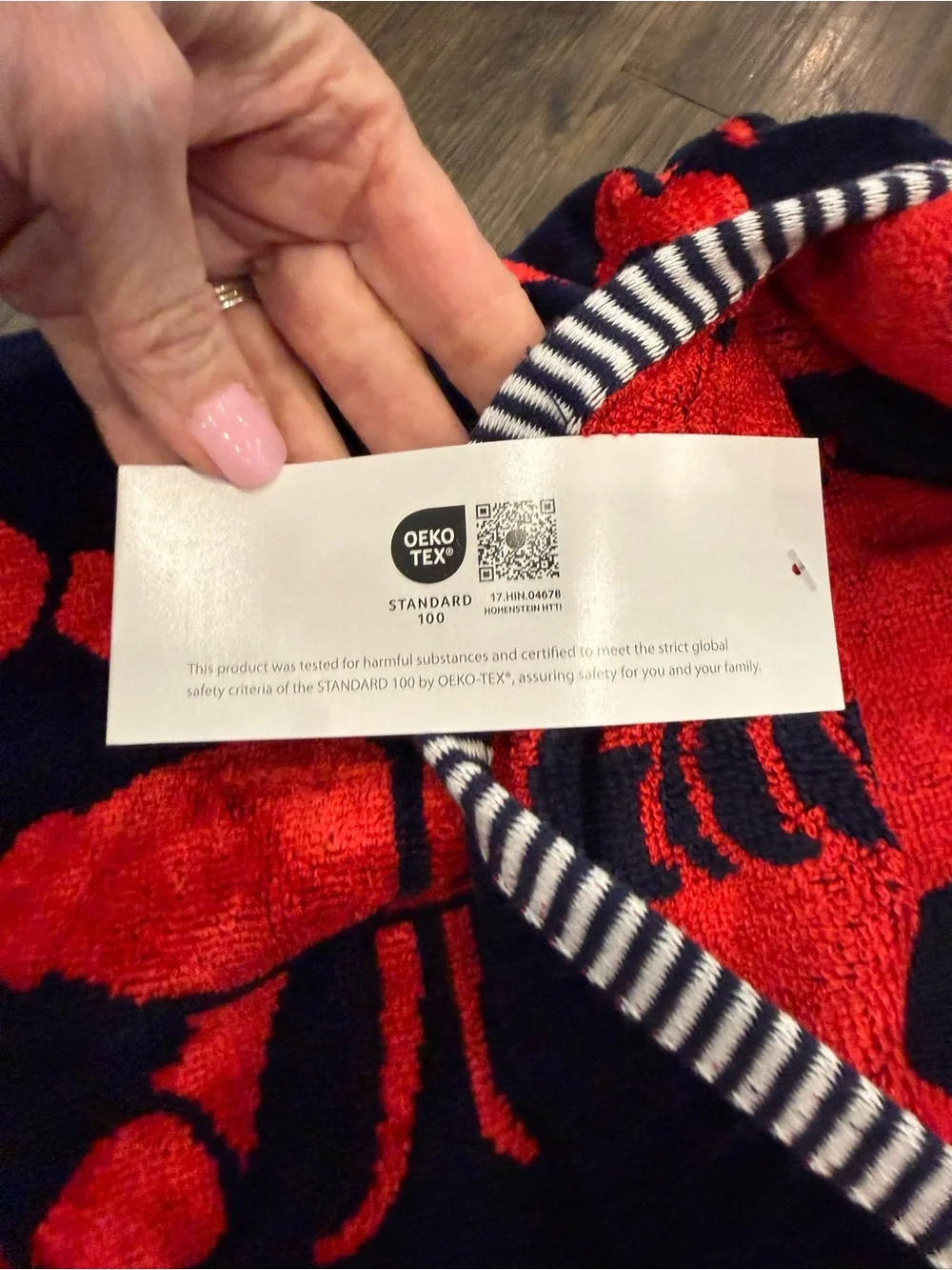 Capri Red Lobster Pattern Navy Beach Towel